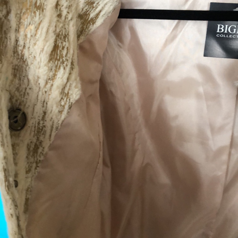 Bigio Collection Vegan Fur Jacket Beige Gold 8 - Picture 7 of 15